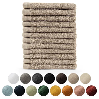 Image de Blumtal Premium Set de serviettes éponge avec boucles de suspension - coton Oeko-TEX, doux, très absorbant - 12x serviettes invités (30x30 cm), taupe