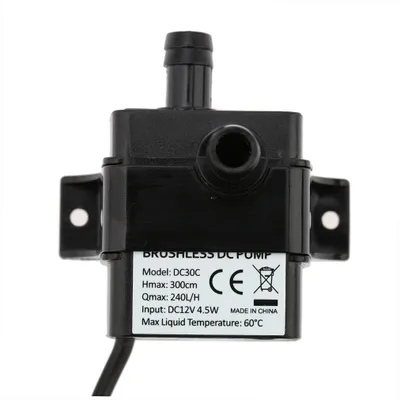 Produktbild von Decdeal ultraleise Mini-DC12V 4,5W Mikro-Bürstenlos-Wasser-Öl-Pumpe, wasserdicht, tauchfähig, für Springbrunnen, Aquarien, Umwälzung 240 l/h, Förderhöhe 300 cm