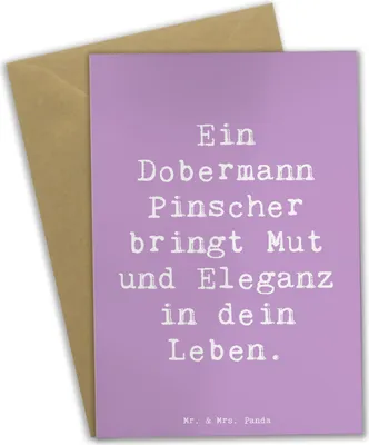 Produktbild von Mr. & Mrs. Panda Grußkarte Spruch Dobermann Pinscher - Lavendeltraum - Geschenk, Loyalität, loyaler Freund, osterkarte, hochzeitskarten, aktive Hunde, Familienhund