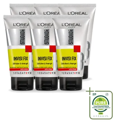 Produktbild von 6 x L'Oréal Paris Studio Line Invisi Fix 24h Clear & Clean Haargel 150 ml - Großpackung - 6 Stücke