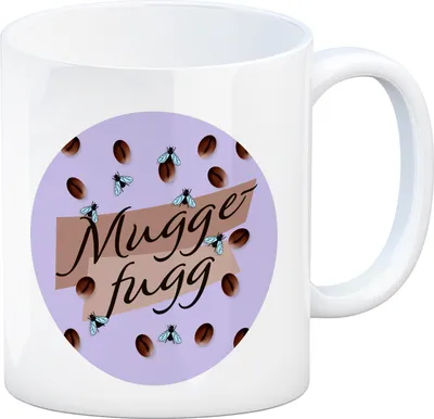 Produktbild von Muggefugg Malzkaffee Kaffeebecher mit Kaffeebohnen und Fliegen lila