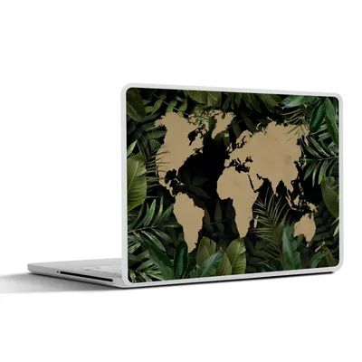 Produktbild von MuchoWow® Laptop Aufkleber Sticker Cover Weltkarte - Blätter - Braun 36.5x27.5 cm - Laptop-Sticker