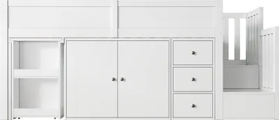 Image de OKWISH Lit Mezzanine Enfant 90×200 cm avec Bureau Coulissant et Armoire - Lit Combiné Multifonction en MDF - Sans Matelas - Blanc