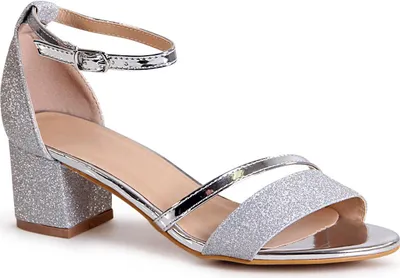 Produktbild von topschuhe24 1737 Damen Glitzer Riemchen Sandaletten Sandalen, Farbe:Silber, Größe:36 EU