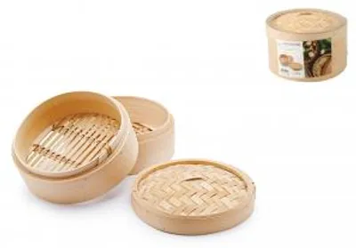 Immagine prodotto di H&H Cestello Orientale In Bambù 3 Pezzi Cottura A Vapore Cm20