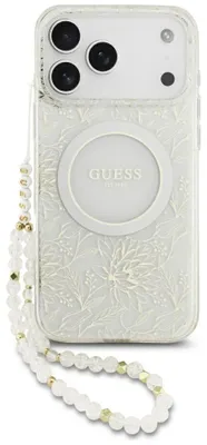 Productafbeelding van Guess telefoonhoesje IML Flowers Allover voor iPhone 18 Pro Max / 17 Pro Max, wit