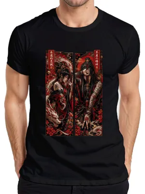 Produktbild von Samurai Katana Drache Japan Tattoo Krieger Anime Manga Y2K Yakuza Herren T-Shirt, Schwarz, 3XL
