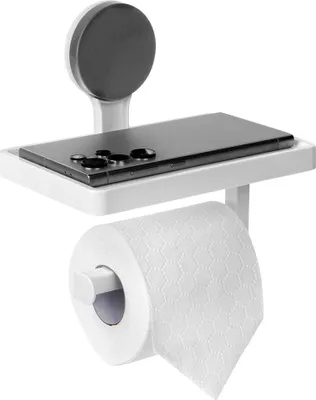 Zdjęcie produktu dla Uchwyt na papier toaletowy z półką na przyssawkę