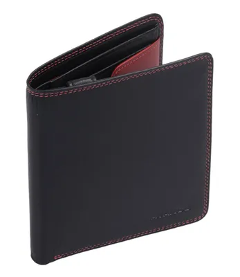 Produktbild von Herrenbörse Herren Geldbörse Leder Brieftasche Kombibörse , schwarz/rot