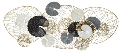 Produktbild von Dekorative Wandpaneele von Luxy, 124,5 x 9,5 x 55 cm – Glamouröses Wandpaneel aus Eisen mit Blattmuster – Dreidimensionale Dekoration