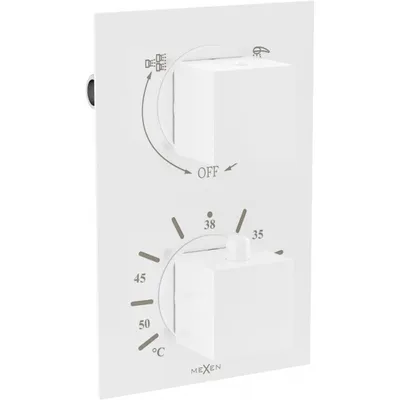 Obrázok produktu pre Mexen Cube termostatická vaňovo-sprchová batéria s 2 vývodmi, biela - 77502-20
