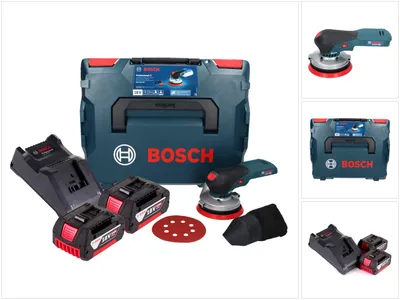 Image de Bosch GEX 18V-125 Professional Ponceuse excentrique sans fil 18 V 125 mm Brushless + 2x batterie 5,0 Ah + chargeur + L-BOXX