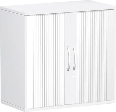 Produktbild von Geramöbel Querrollladenschrank Oberboden 25 mm, mit Standfüßen, abschließbar, 800x425x798, Silber/Weiß, S-382117-SW