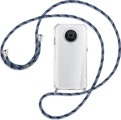 Produktbild von Handykette Backcover-Schutzhülle mit Band (Metall silberfarben) für Nokia G10, G20 (Nokia 6.3) - Blautöne