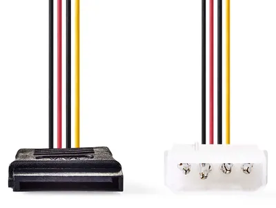 Produktbild von Nedis Interne Stromkabel - Molex Stecker - SATA 15-Pin-Buchse - Vergoldet - 0.15 m - Rund - PVC - Mehrfarbig - Box
