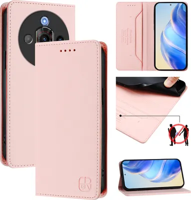 Produktbild von Lederhülle für ZTE Nubia Focus Pro Hülle Flip Brieftasche Kartenfächern Ständer Schutzhülle Pink