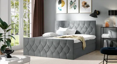Produktbild von Polsterbett TIBOR LUX – 160x200, Grau + GRATIS Topper
