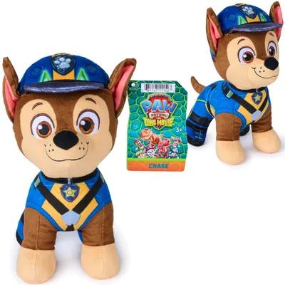 Produktbild von Paw Patrol und Dinosaurier – Chase-Kuscheltier, weiches Schmusetier, Hündchen, 20 cm