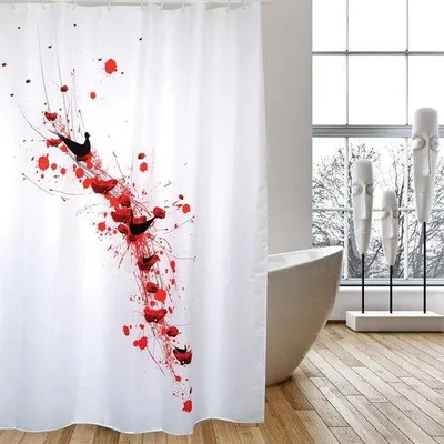 Produktbild von Antibakterielles Schimmelhemmendes Duschvorhang 140802 Wasserdicht - Mit Duschvorhangringen - Polyester Klapvorhang Weiss 180x200cm