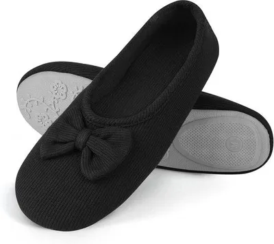 Produktbild von Frauen Ballerina Pantoffeln mit Strick und Memory Foam - Bequeme weiche Haussocken