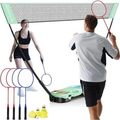 Obrázok produktu pre Prenosná sieť – tréningová sieť na badminton – skladacia konštrukcia – nylon – vhodná na tenis, pickleball, futbal, volejbal – na vnútorné aj vonkajšie použitie