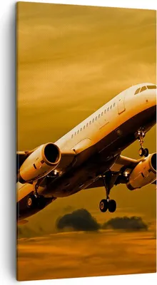 Produktbild von Bild auf Leinwand - Leinwandbild - Passagier Flugzeug Flugzeug Flügel - 45x80cm - Wand Bild - Wanddeko - Leinwanddruck - Bilder - Kunstdruck - Leinwand bilder - Wandkunst - PA45x80-0368