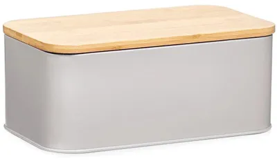 Produktbild von Zeller Brotkasten m. Holz Deckel, Metall, matt taupe