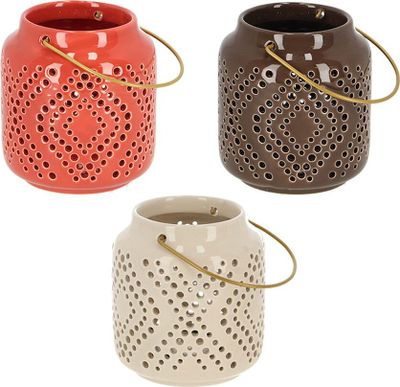 Rivanto® Desert Dream Windlicht Größe S aus Terracotta Ø 10 x H11 cm für Kerzen & Teelichter, Laterne für Boden & Tisch