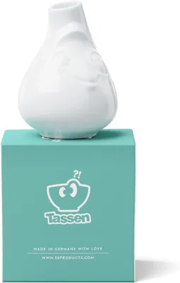 Produktbild von FiftyEight Products Vase Putzig, weiß, Hartporzellan, klein, H: 10 cm, Ø: 7,5 cm, Öffnung: 1,8 cm, spülmaschinen- & mikrowellengeeignet, bruchsichere Hotelqualität, geschliffener Fuß, inkl. Geschenkbox, 154g, T019501