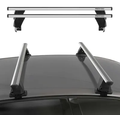 Imagen del producto de Soportes de techo Menabo para Audi A4 B8 (2007-2012), barra transversal de aluminio, color plateado, con certificación ABE