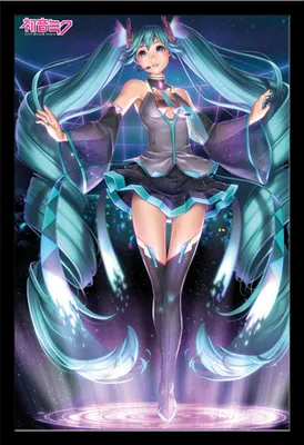 Immagine prodotto di Hatsune Miku - Poster - Proiezione + cornice rimovibile, Shinsuke® Maxi MDF nero, disco acrilico