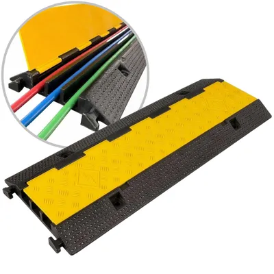 Produktbild von Floordirekt Kabelbrücke 3 Kanal Vertex, Kabelschutzbrücke bis 10t, Kabelrampe Überfahrrampe, Kabelkanal Boden, rutschfest & wetterfest - 100x30x4,5 cm