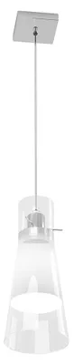 Produktbild von Zeitgenössische Aufhängung Kegel Metall Chrom Satin Weiß Glas 1 Licht E27
