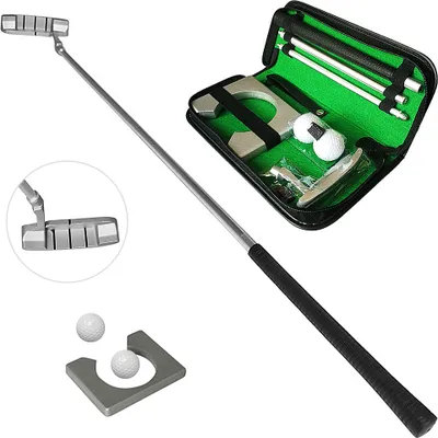 Obrázok produktu pre Súprava na golfové puttovanie s golfovým putterom, 2 golfovými loptičkami a golfovým puttovacím pohárom – na cestovanie, tréning golfového puttovania v interiéri, prenosná súprava golfového puttera, vhodná pre pravákov