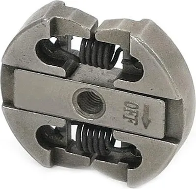A close-up studio shot of a chainsaw clutch.