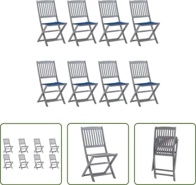 Produktbild von The Living Store Klappbare Gartenstühle 8 Stk. mit Kissen Massivholz Akazie