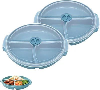 Produktbild von Mikrowellenteller mit Deckel, 25 x 23 x 4 cm, 2 Stück, BPA-frei, zum Aufwärmen