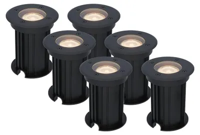 Produktbild von hoftronic 6x LED Bodeneinbaustrahler 4W 345lm 2700K GU10 Schwarz IP67