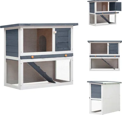 Image de Clapier vidaXL à 1 porte, gris, en bois -  Habitats et enclos pour petits animaux