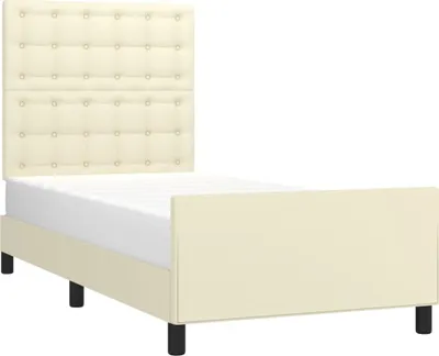 Produktbild von vidaXL Bettgestell mit Kopfteil Creme 80x200 cm Kunstleder