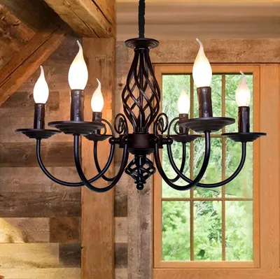 Immagine prodotto di Lampadari rustici, stile vintage, a 6 luci, con altezza regolabile, ideali per cucina e sala da pranzo