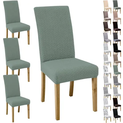 Obrázek produktu pro Sada 4 potahů na židle, materiál: жакard, barva: modrá, materiál: polyester/Elastan, univerzální velikost