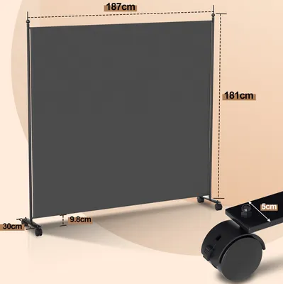 Produktbild von TolleTour Paravent auf Rollen Outdoor Raumteiler Garten Spanische Wand Trennwand Raumtrenner 1 teilig Anthrazit 187x181 cm