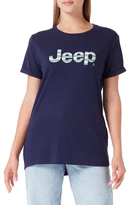 Obrázok produktu pre Dámske tričko JEEP, model Woman, oversize strih, pruhované, s manžetami na rukávoch, kód J22w, farba: tmavomodrá