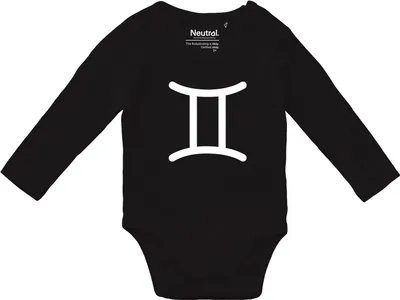 Produktbild von Huuraa Baby Body Zwillinge Sternzeichen Zeichen 74 Black  Baumwolle Fairtrade Langarmbody Geschenkidee