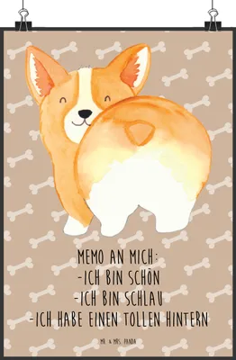Produktbild von Mr. & Mrs. Panda Bild Corgi Po DIN A0 - Hundeglück - Geschenk, Sprüche, Wanddekoration, Plakat, Kunstdruck, drucke, Corgie, Hund, wanddeko, Hundeliebe, Positiv