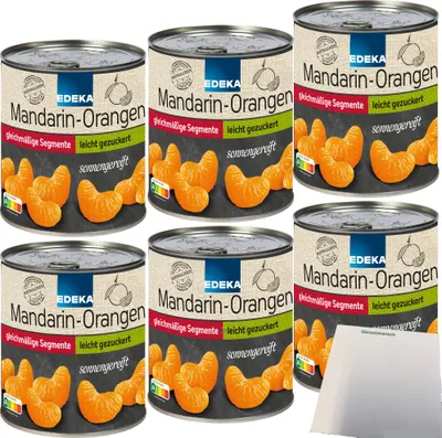 Produktbild von Edeka Mandarin-Orangen Mandarinen in der Dose leicht gezuckert kernlos 6er Pack (6x850g Dose) + usy Block