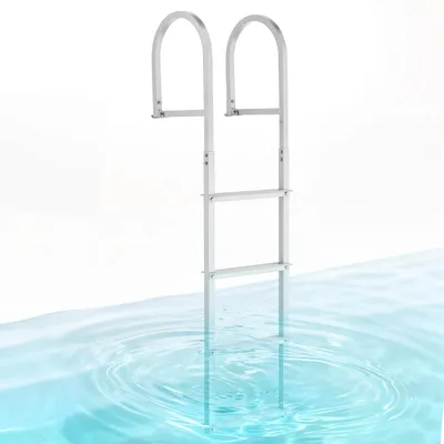 Image de VEVOR Échelle de Ponton 4 Marches Amovible, Échelle de Baignade en Alliage d'Aluminium pour Lac, Bateau, Piscine et Quai, Capacité de Charge 227 kg, avec Mains Courantes, Marches Antidérapantes en PP