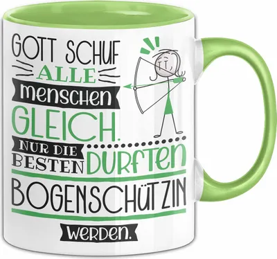 Produktbild von Bogenschützin Geschenk Becher Tasse Gott Schuf Alle Menschen Gleich Nur Die Besten Durfeten Bogenschützin Werden Geschenkidee Lustig (Grün)