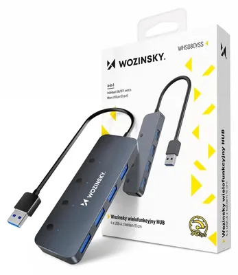 Obrázek produktu pro Wozinsky WHS080YSS USB 3.0 rozbočovač s přepínači, šedý